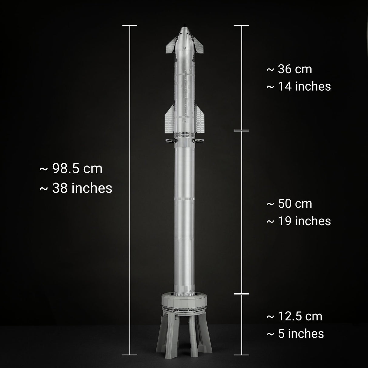SpaceX Starship Block 1 with Super Heavy booster and orbital launch pad, 1:144 scale model by Space Rocket Lab