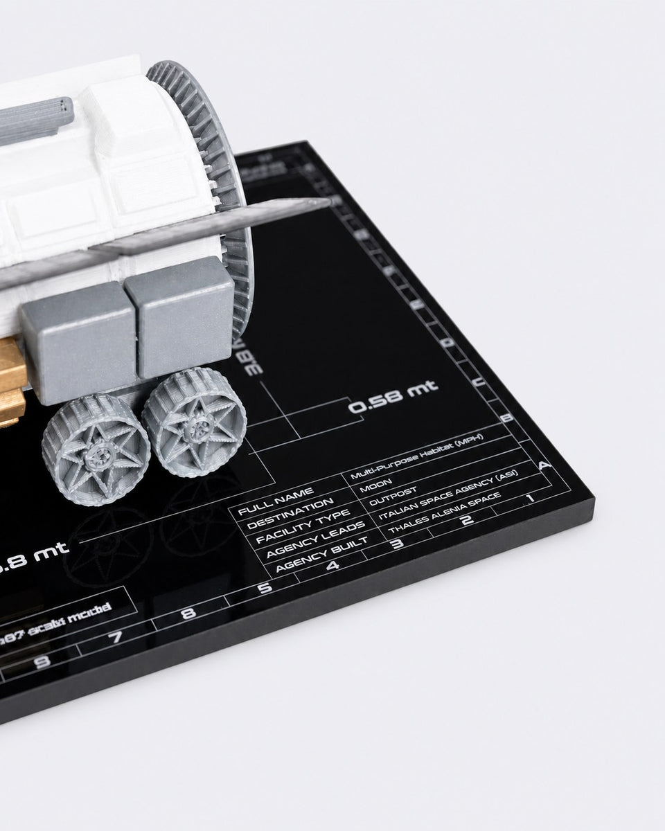 Detail of the MINI MPH 1:87 plexiglass base with its laser-engraved markings