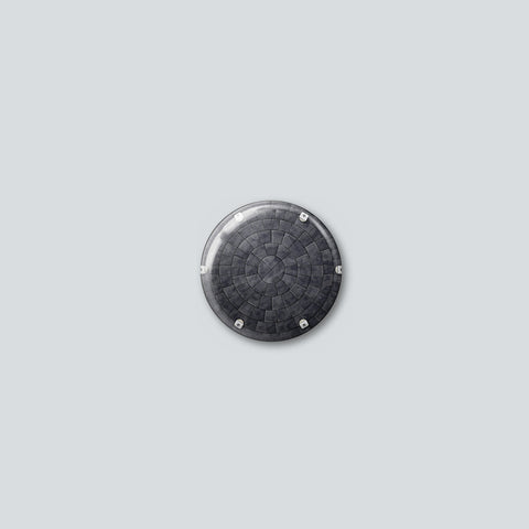 Round 25 mm pin with the heat shield of Orion seen from below