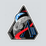 Artemis II mission badge with the crew names, die-cut vinyl sticker