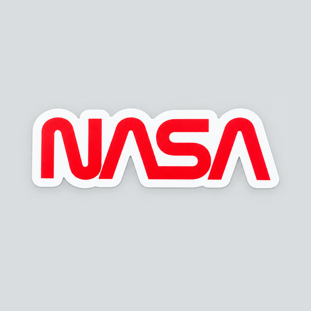 Red NASA worm logotype, die-cut vinyl sticker