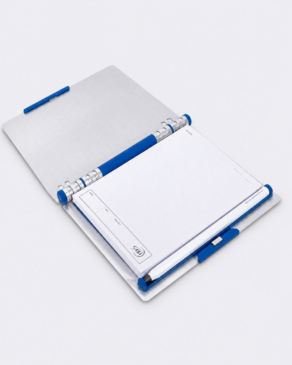 Mission Logbook A6 open on its ring binding