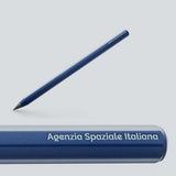 ASI infinity pencil in midnight blue, with a close-up of the Agenzia Spaziale Italiana engraving