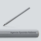 ASI infinity pencil in grey, with a close-up of the Agenzia Spaziale Italiana engraving