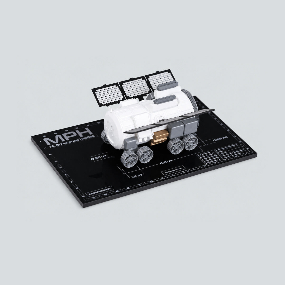 MINI MPH 1:90 scale model of the Multi Purpose Habitat on its black display base