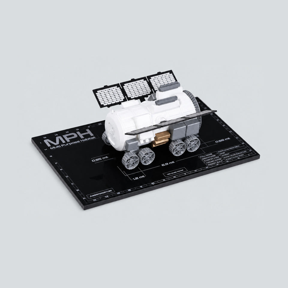 MINI MPH 1:87 scale model of the Multi Purpose Habitat on its plexiglass display base