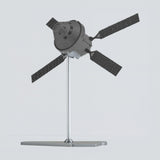 ESM display stand: rod, base and cradle highlighted, with the European Service Module and Orion shown greyed out