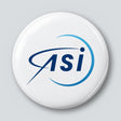 Round 25 mm pin with the Italian Space Agency logo on a white face