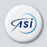 Round 25 mm pin with the Italian Space Agency logo on a white face